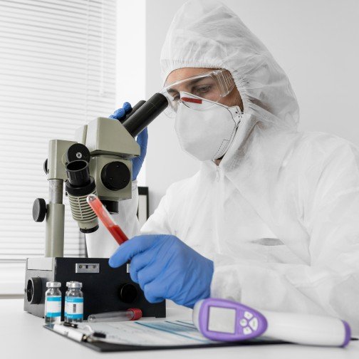 doctor using microscope check covid sample 2